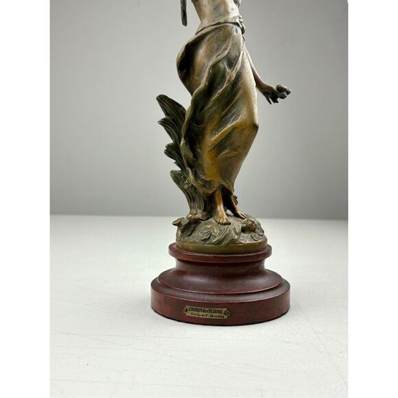 Antique L & F Moreau Chemin des Fleurs Spelter Bronze Woman Sculpture France - Picture 5 of 14